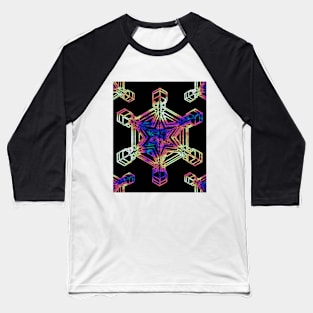 Snowflake on Black Baseball T-Shirt